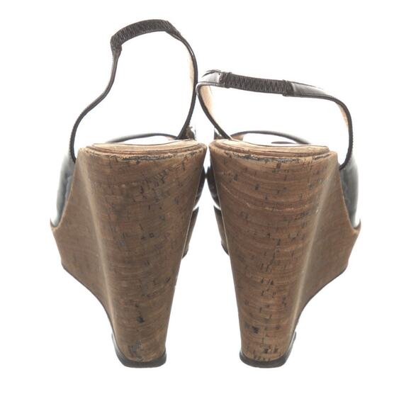 Authentic Christian Louboutin Black Patent Leather Cork Wedge Heel IT38 US 7.5-8 - Picture 4 of 5